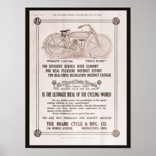 Pôster Anúncio 1915 da motocicleta de Miami