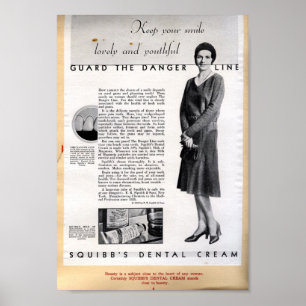 Pôster Anúncio 1929 de creme dental de Squibb