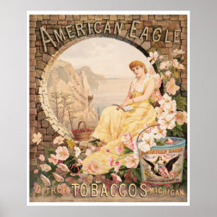 Poster Anúncio Americano de Mascar Cigarro 1885