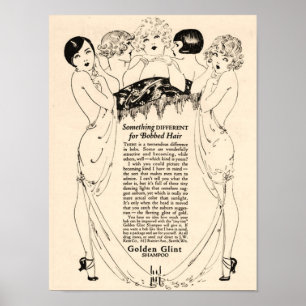 Poster Anúncio bonito do champô dos anos 20