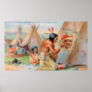 Pôster Anúncio com pisos de olhos sonolentos com indianos