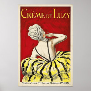 Poster anúncio da beleza francesa art nouveau Creme de Lu