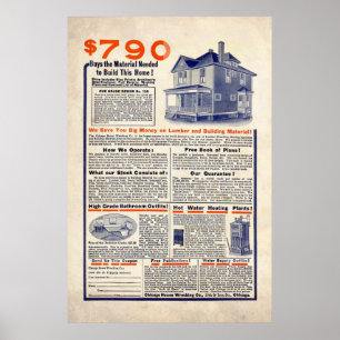 Poster Anúncio da construção de casa do vintage desde