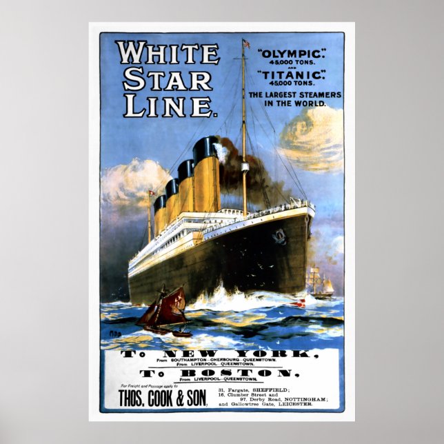 Poster Anúncio da Linha White Star Titanic (Frente)