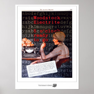 Poster Anúncio da máquina de escrever do Office Woodsto