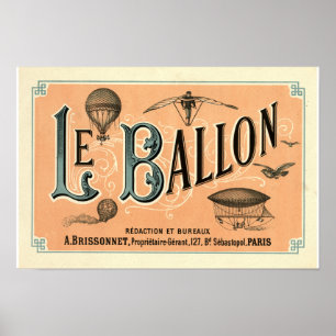 Pôster Anúncio da revista aeronáutica Le Ballon 1883
