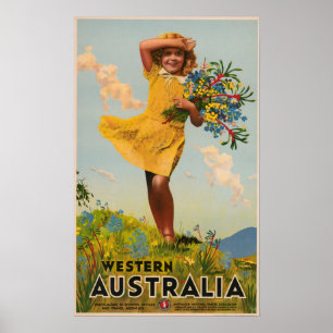 Poster Anúncio das viagens vintage da Austrália Ocident