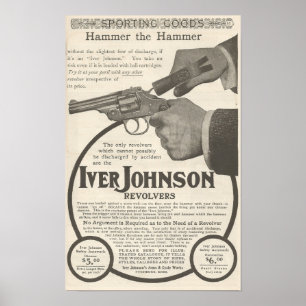 Poster Anúncio de 1904 para o revólver Iver Johnson