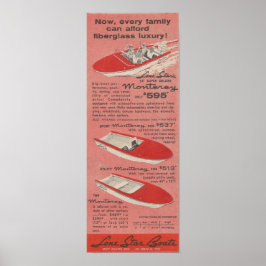 Poster Anúncio De 1959 Lone Star Boats