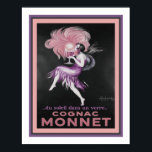 Poster Anúncio de Art Deco Cognac 1927<br><div class="desc">Torneio na cabeça,  e popular,  Art Deco de 1927,  propaganda do Monnet Cognac por Leonetto Cappiello. Padrão 11x14 mostrado aqui. Disponível no padrão 16x20,  tamanhos personalizados,  na canvas e outros produtos Zazzle.</div>