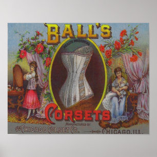 Poster Anúncio de Ball's Corsets de 1880