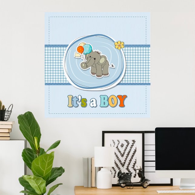 Poster Anúncio de Bebê Elefante Bonitinho Menino (Criador carregado)