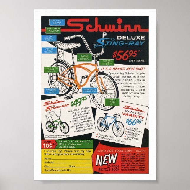 Poster Anúncio de Bicicleta Antiga (Frente)