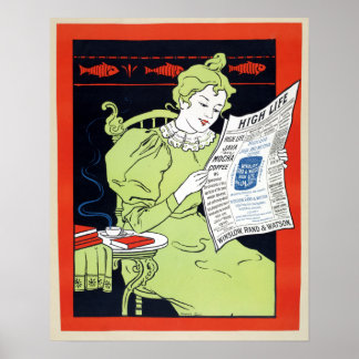 Poster Anúncio de café Mocha dos anos 1890