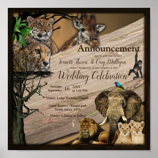 Poster Anúncio de Casamento Externo Safari (Frente)