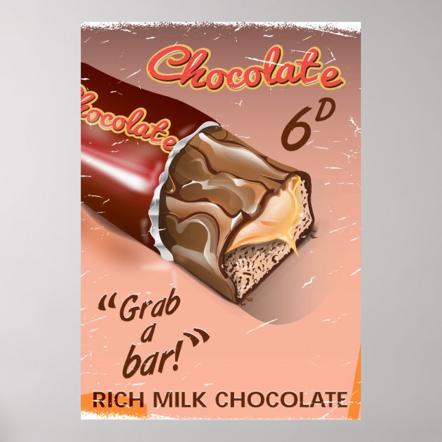 Poster Anúncio de chocolate retrô. (Frente)
