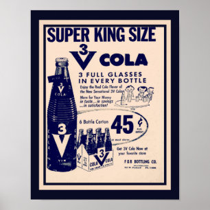 Poster Anúncio de cores de 3 V da Vintage 1960