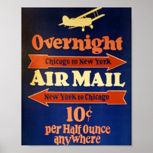 Poster Anúncio de correio aéreo vintage, Chicago