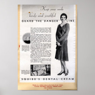 Pôster Anúncio de Dente de 1929 Squibb