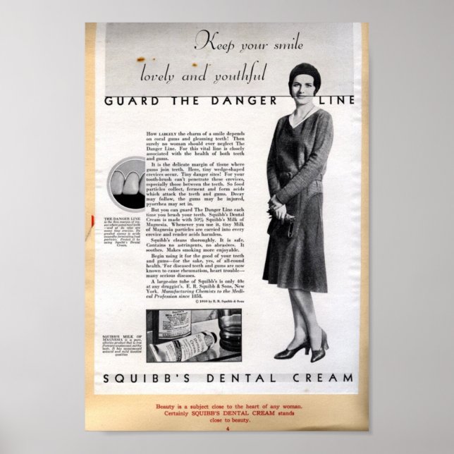 Pôster Anúncio de Dente de 1929 Squibb (Frente)