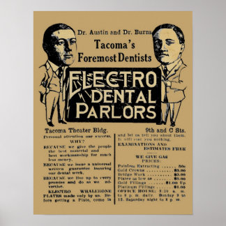 Poster Anúncio de Dentista de Palor Dental Vintage Eletro