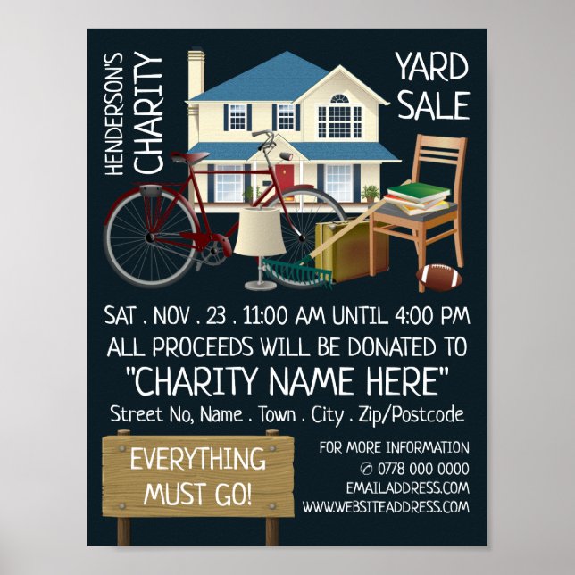 Poster Anúncio de evento de venda do Charity Yard (Frente)