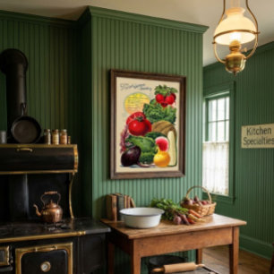 Poster Anúncio de Frutas e Legumes da Era Vitoriana Antig