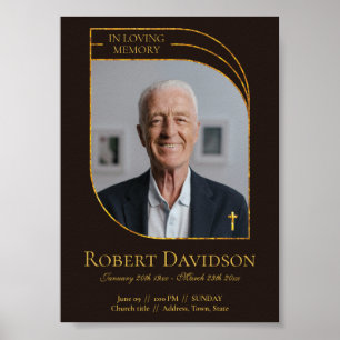 Poster Anúncio de Funeral Digital Castanho Escuro