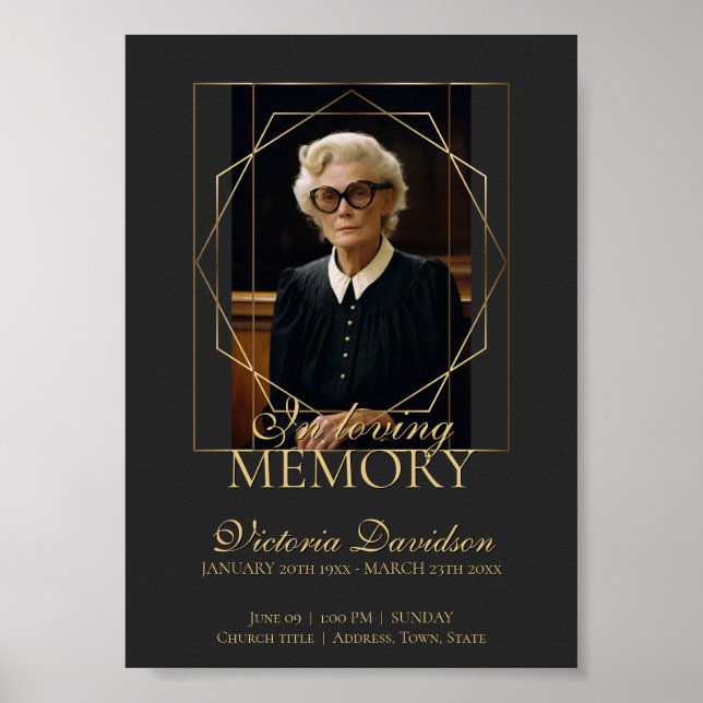 Poster Anúncio de Funeral Digital Cinza Escuro (Frente)