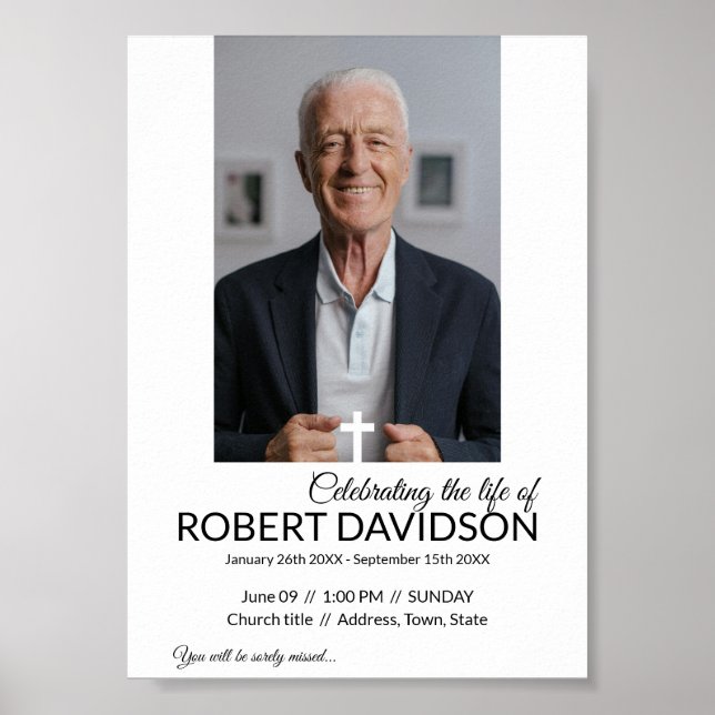 Poster Anúncio de Funeral Digital para Download Imediato (Frente)