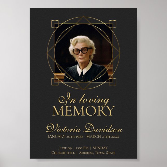 Poster Anúncio de Funeral Digital Pós Escuro Cinza (Frente)