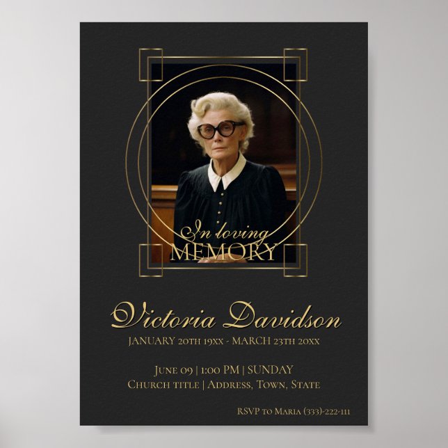 Poster Anúncio de Funeral Digital Pós Escuro Cinza (Frente)