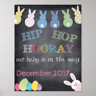 Poster Anúncio de gravidez de Páscoa Hooray Hop