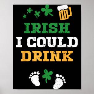 Poster Anúncio de Gravidez Irlandês Eu Posso Beber St Pat