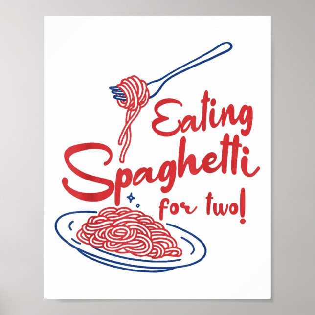 Poster Anúncio de gravidez Mãe italiana Comendo Spaghett (Frente)