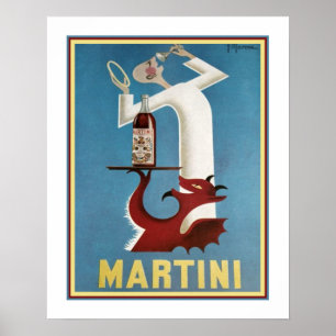 Poster Anúncio de Martini do anjo/diabo do vintage