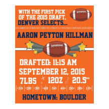 Anúncio de Nascimento de Futebol - Laranja e Azul