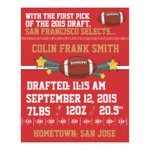 Anúncio de Nascimento de Futebol - Vermelho e Dour