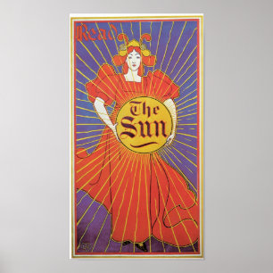 Pôster Anúncio de Nouveau New York Sun da arte do vintag