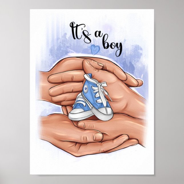 Poster Anúncio de Novo Bebê – Pais Segurando o Bebê 👣 (Frente)