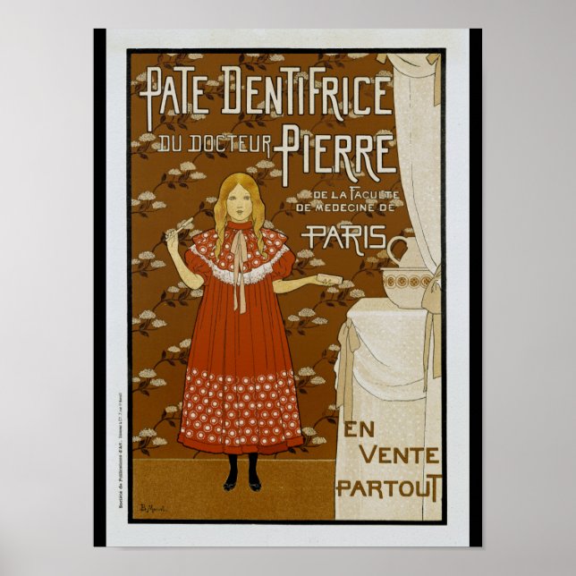 Poster Anúncio de pasta de dente de arte francesa (Frente)