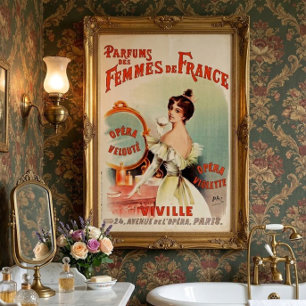 Poster Anúncio de Perfume Francês da Era Vitoriana Antiga