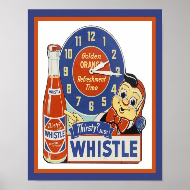 Poster Anúncio de Pop de assobio de soda de 1950 (Frente)