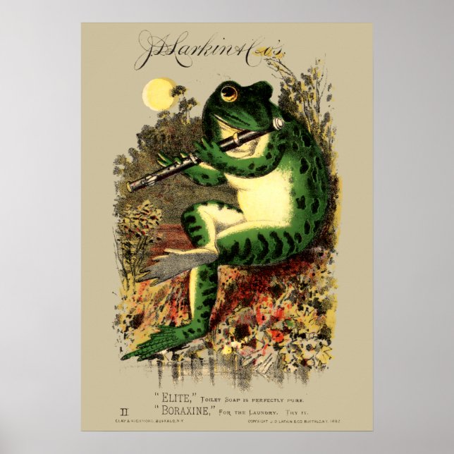 Poster Anúncio de Sabão com Sapo e Flauta da Era Vitorian (Frente)
