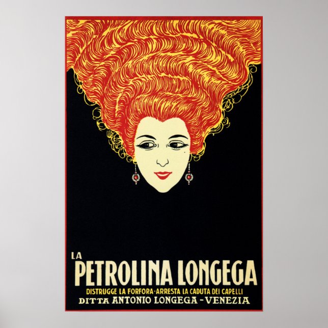 Poster Anúncio de Shampoo de 1920 La PETROLINA LONGEGA (Frente)