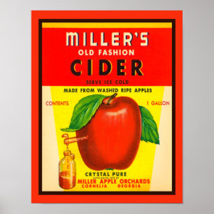 Poster Anúncio de sidra de maçã de Vintage Miller