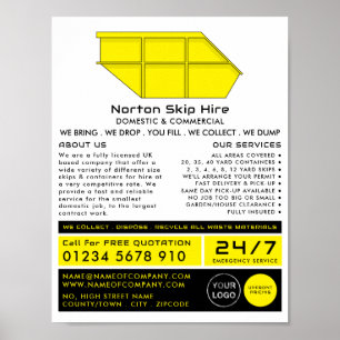 Poster Anúncio de Skip Amarelo, Skip/Dumpster Company