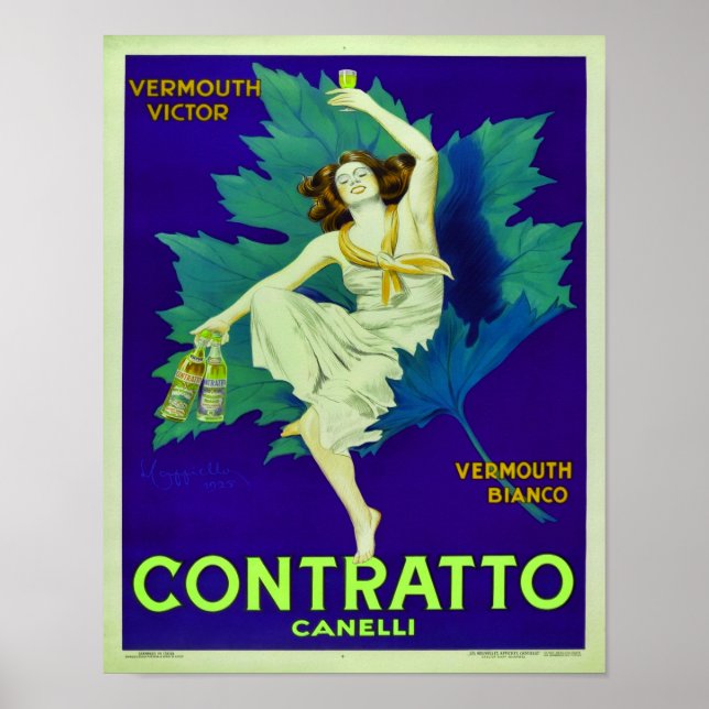 Poster Anúncio de Vermute Contratto Canelli de 1925 (Frente)