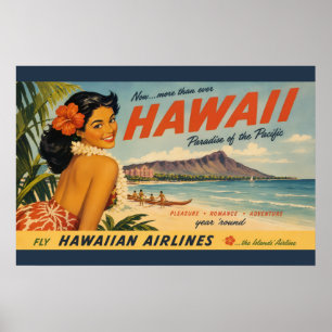 Poster Anúncio de Viagem Havaiano em Estilo Vintage