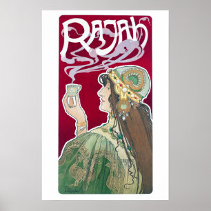 Poster Anúncio do café de Nouveau Rajah da arte do